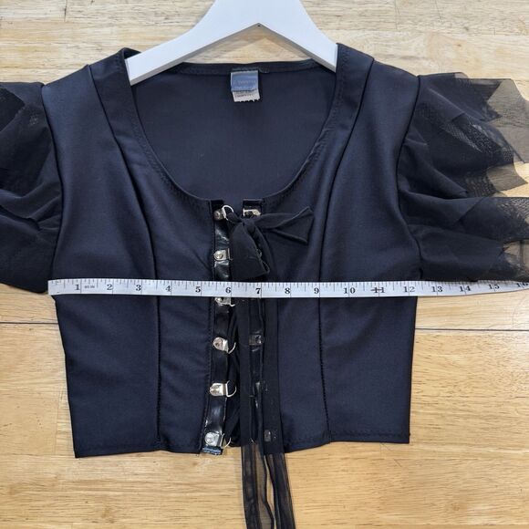 J. Valentine Dolls Kill 2pc. Outfit Black Corset Tulle Mesh Nylon Spandex XS/S - Picture 13 of 15